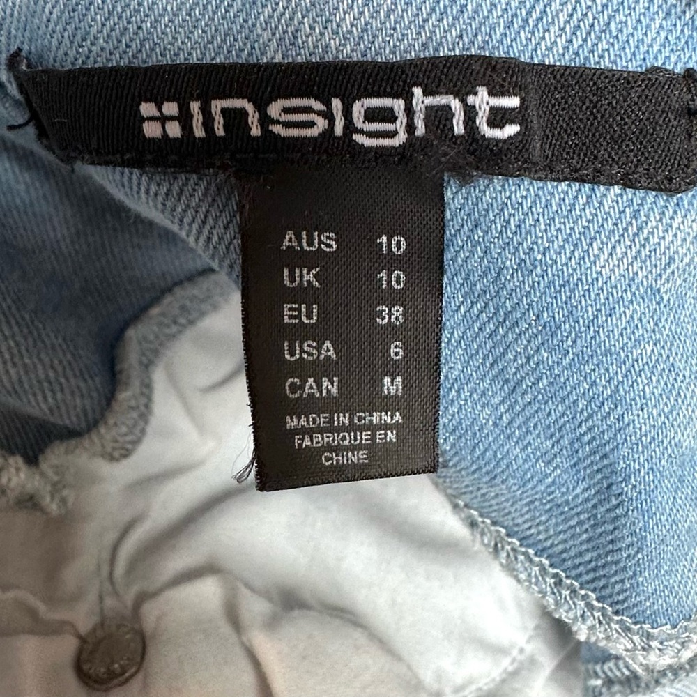 Insight Womens Dress Acid Wash Denim Strapless Sweetheart Pockets Mini Size 6 - Picture 13 of 13